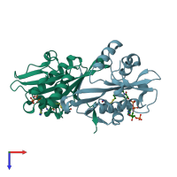 PDB entry 4ag7 coloured by chain, top view.