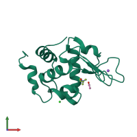 PDB entry 4aga coloured by chain, front view.
