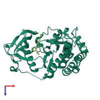 PDB entry 4agc coloured by chain, top view.