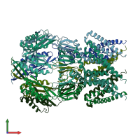 PDB entry 4age coloured by chain, front view.