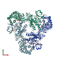 PDB entry 4ags coloured by chain, front view.