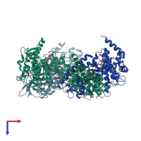 PDB entry 4ags coloured by chain, top view.