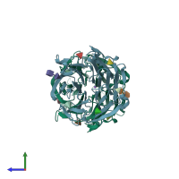 PDB entry 4agt coloured by chain, side view.