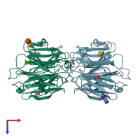 PDB entry 4agt coloured by chain, top view.