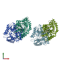 PDB entry 4ah3 coloured by chain, front view.