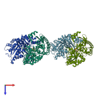PDB entry 4ah3 coloured by chain, top view.