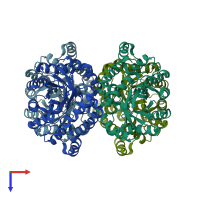 PDB entry 4ah7 coloured by chain, top view.