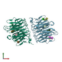 PDB entry 4aha coloured by chain, front view.