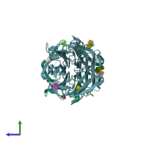 PDB entry 4aha coloured by chain, side view.