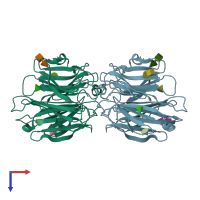 PDB entry 4aha coloured by chain, top view.