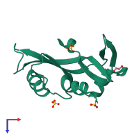 PDB entry 4ahf coloured by chain, top view.