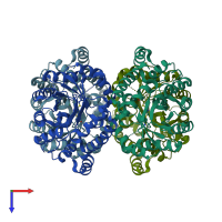 PDB entry 4aho coloured by chain, top view.