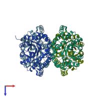 PDB entry 4ahp coloured by chain, top view.