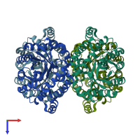 PDB entry 4ahq coloured by chain, top view.