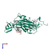 PDB entry 4ahw coloured by chain, top view.