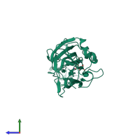 PDB entry 4ahy coloured by chain, side view.