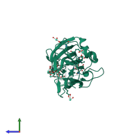 PDB entry 4ahz coloured by chain, side view.