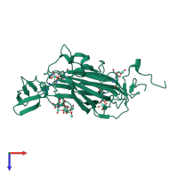 PDB entry 4ai0 coloured by chain, top view.