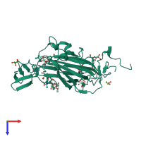 PDB entry 4ai1 coloured by chain, top view.