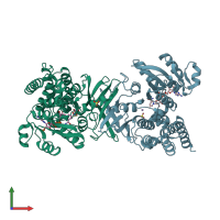 PDB entry 4aic coloured by chain, front view.