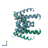 PDB entry 4aif coloured by chain, side view.