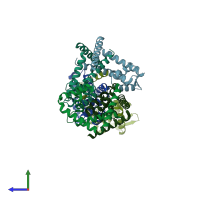 PDB entry 4aih coloured by chain, side view.