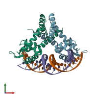 PDB entry 4aij coloured by chain, front view.