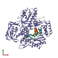 PDB entry 4ail coloured by chain, front view.