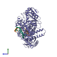 PDB entry 4ail coloured by chain, side view.