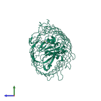 PDB entry 4aiq coloured by chain, side view.