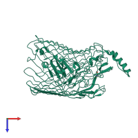 PDB entry 4aiq coloured by chain, top view.