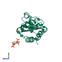 PDB entry 4aiw coloured by chain, side view.