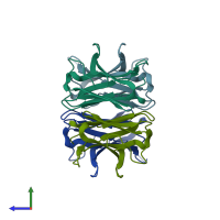 PDB entry 4aix coloured by chain, side view.