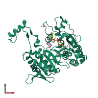 PDB entry 4aja coloured by chain, front view.