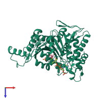 PDB entry 4aja coloured by chain, top view.