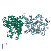 PDB entry 4ajf coloured by chain, top view.