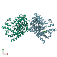 PDB 4ajg coloured by chain and viewed from the front.