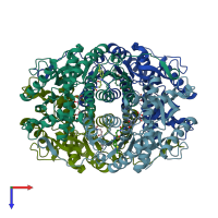 PDB entry 4ajj coloured by chain, top view.