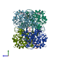 PDB entry 4ajl coloured by chain, side view.