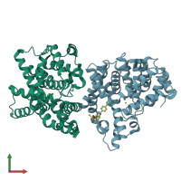 PDB entry 4ajm coloured by chain, front view.