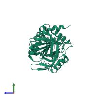 PDB entry 4ajt coloured by chain, side view.