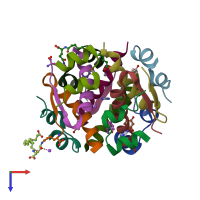 PDB entry 4ajx coloured by chain, top view.