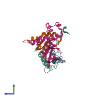 PDB entry 4ajy coloured by chain, side view.