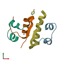 PDB entry 4ajz coloured by chain, front view.