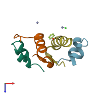 PDB entry 4ajz coloured by chain, top view.