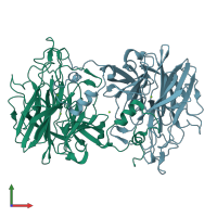 PDB entry 4ak6 coloured by chain, front view.