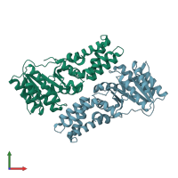 PDB entry 4ak9 coloured by chain, front view.