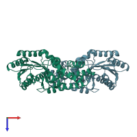 PDB entry 4ak9 coloured by chain, top view.
