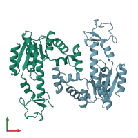 PDB entry 4ake coloured by chain, front view.