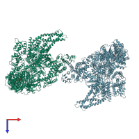 PDB entry 4aki coloured by chain, top view.